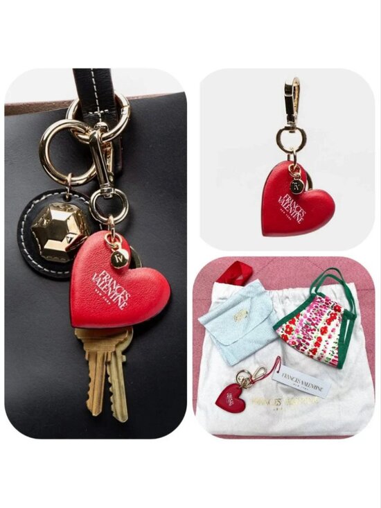 Frances Valentine Handbags - NWT Frances Valentine nappa Leather Heart Keychain w face mask
